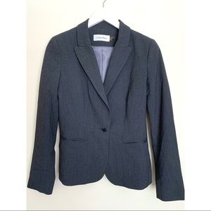Calvin Klein One Button Notched Lapel Charcoal Gray Blazer Size 2